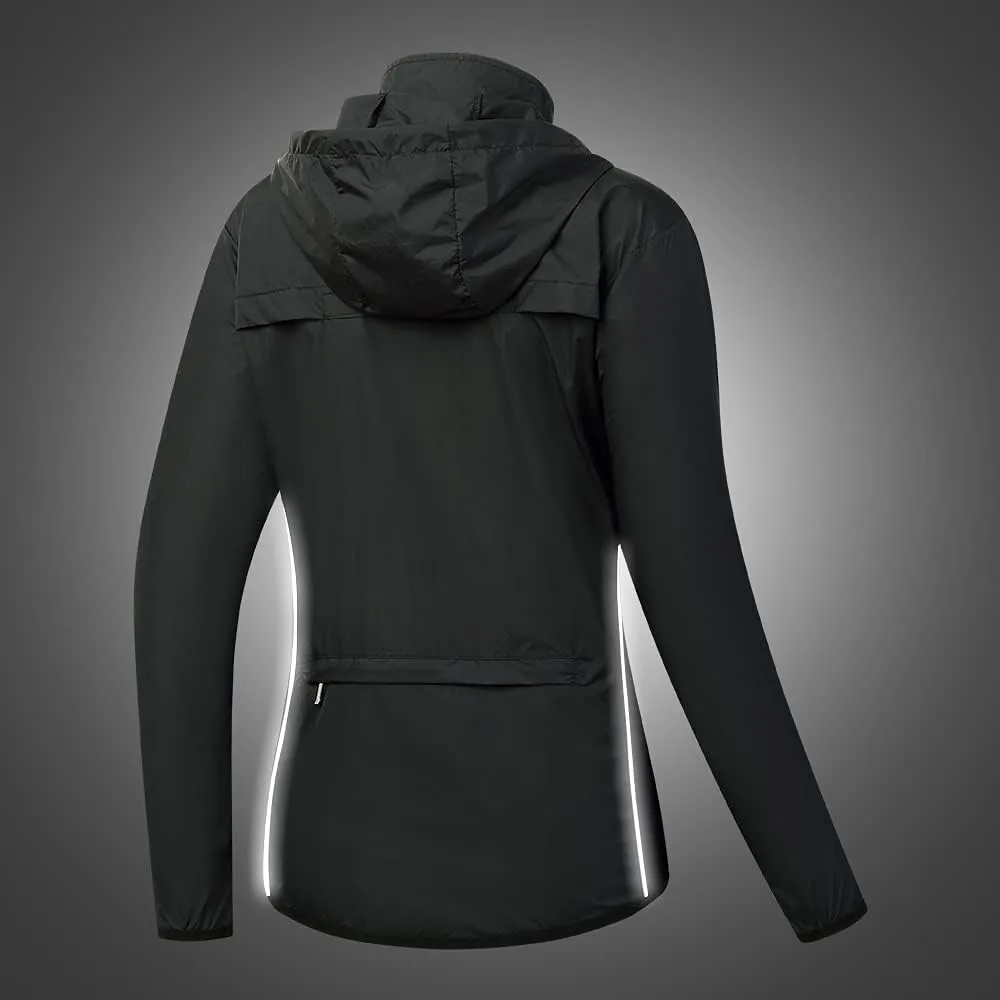 WOSAWE Women's Packable Cycling Jacket Water Resistance Running Hooded Windbreaker