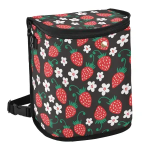 Wudan Car Trash Can with Lid Fruit Strawberry Floral Black Waterproof Leak Proof Hanging Garbage Bin Car Organizers and Storage for Back Seat Office Deco
