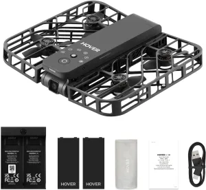 X1 Drone with Camera, Self-Flying Camera Drone with Follow Me Mode, Foldable Mini Drone with HDR Video Capture, Palm Takeoff, Intelligent Flight Paths, Hands-Free Control Black (Combo Plus)