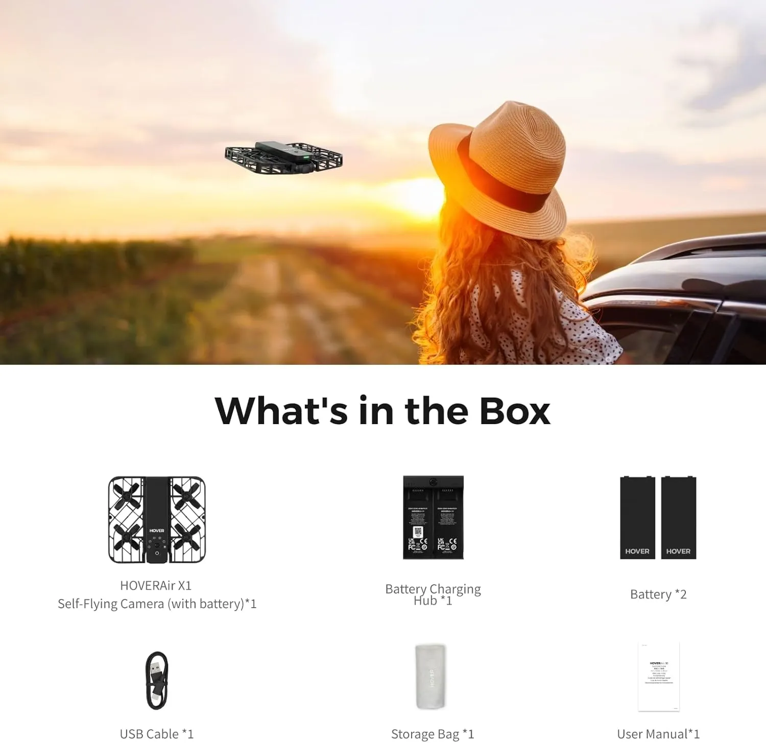 X1 Drone with Camera, Self-Flying Camera Drone with Follow Me Mode, Foldable Mini Drone with HDR Video Capture, Palm Takeoff, Intelligent Flight Paths, Hands-Free Control Black (Combo Plus)