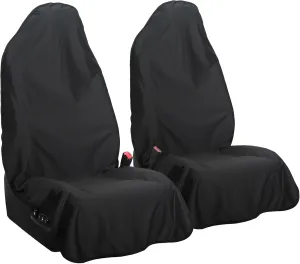XCAR 2PCS Waterproof Car Seat Covers for Front and Rear Seats, Airbag Compatible,Cloth Seat Covers Universal Fit for Truck Van SUV Black