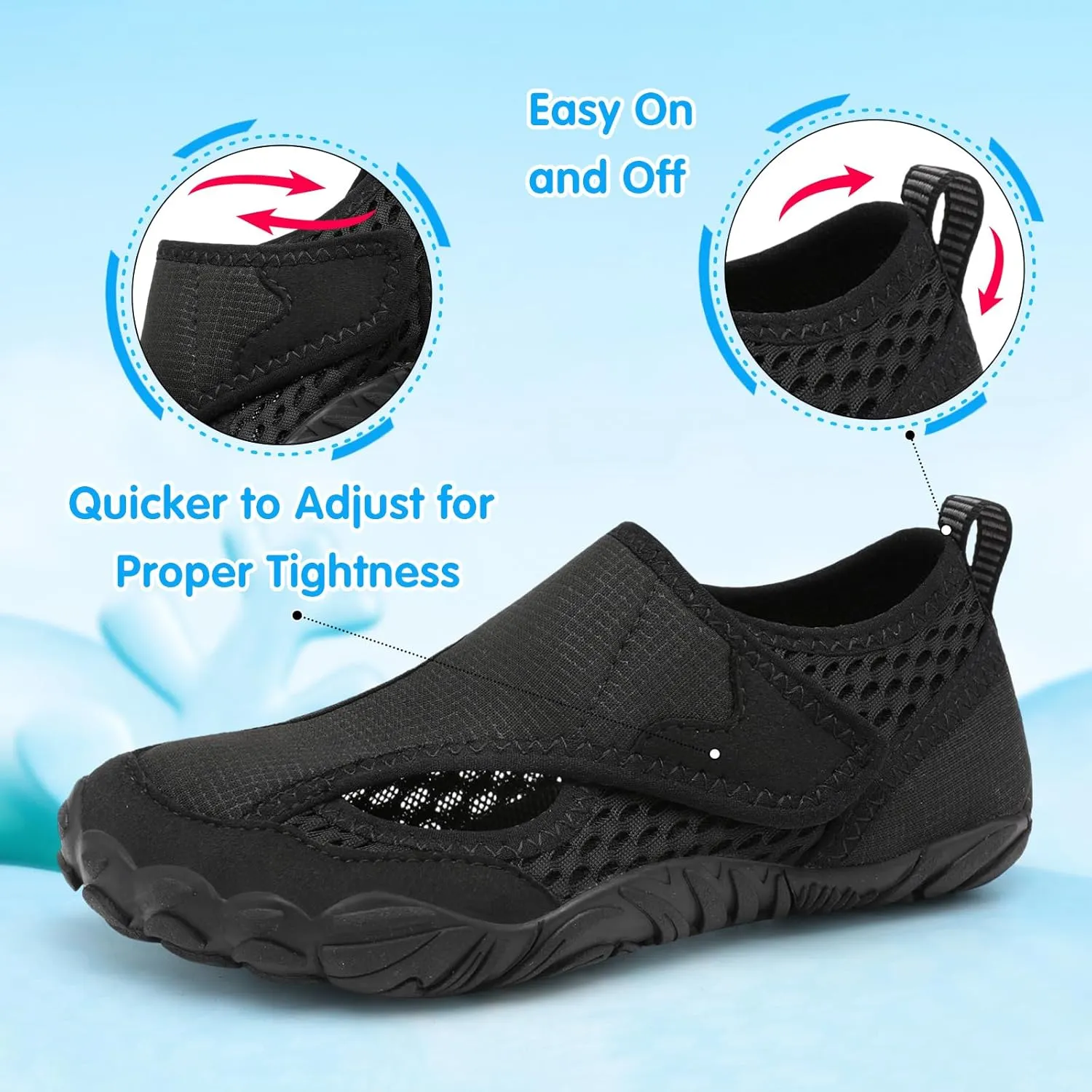 XIHALOOK Water Shoes for Kids Boys Girls Wide Toe Barefoot Quick Dry for Beach Swim Pool Surf Aqua Sports