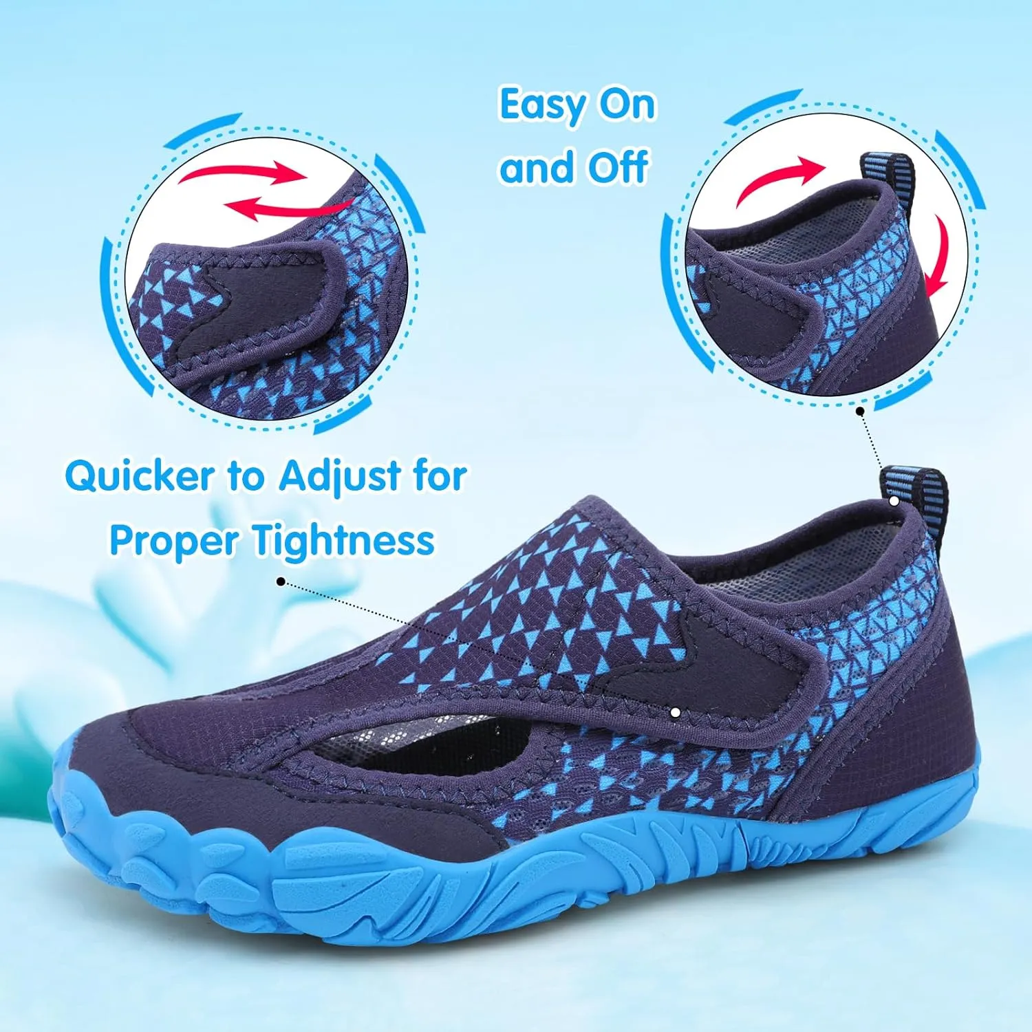 XIHALOOK Water Shoes for Kids Boys Girls Wide Toe Barefoot Quick Dry for Beach Swim Pool Surf Aqua Sports