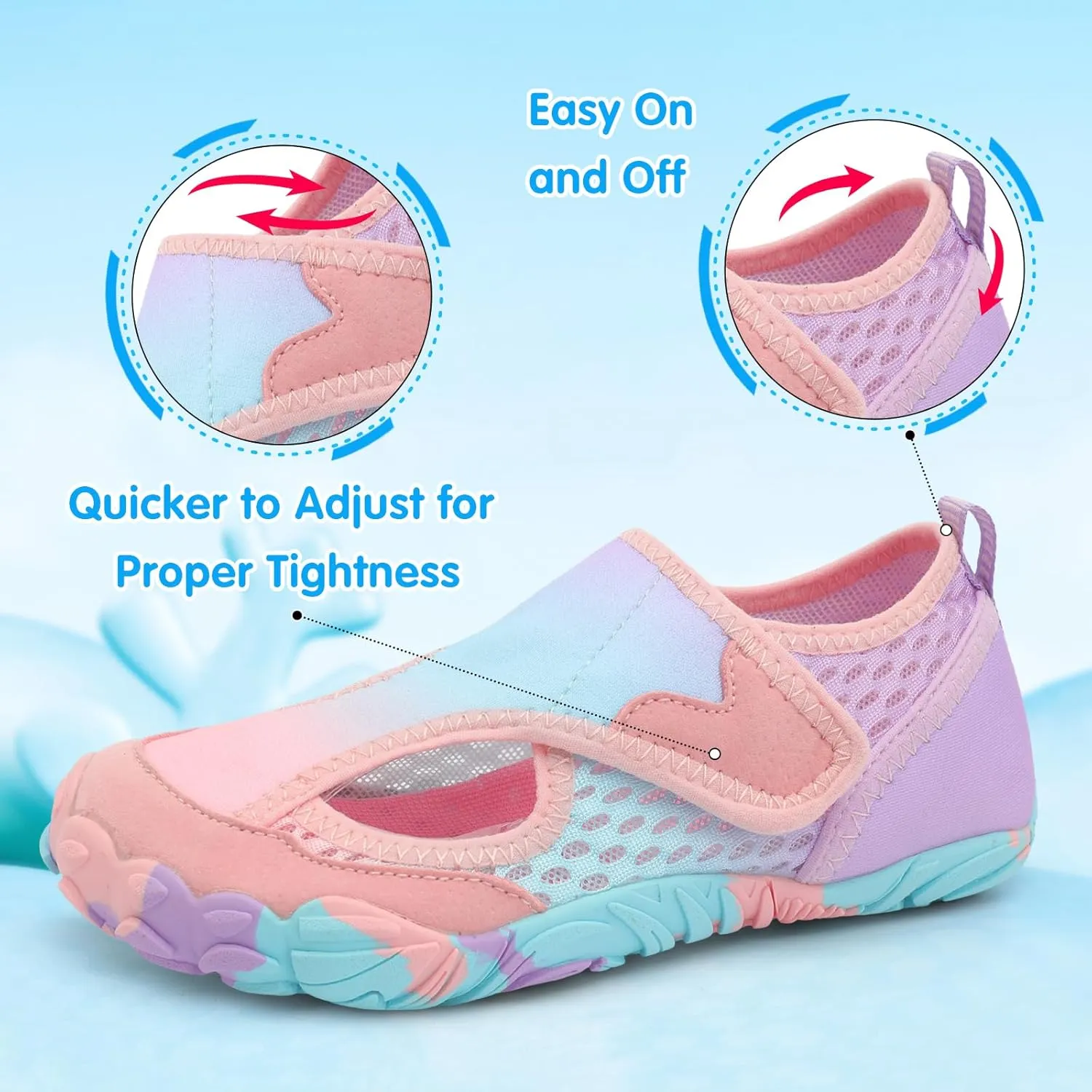 XIHALOOK Water Shoes for Kids Boys Girls Wide Toe Barefoot Quick Dry for Beach Swim Pool Surf Aqua Sports