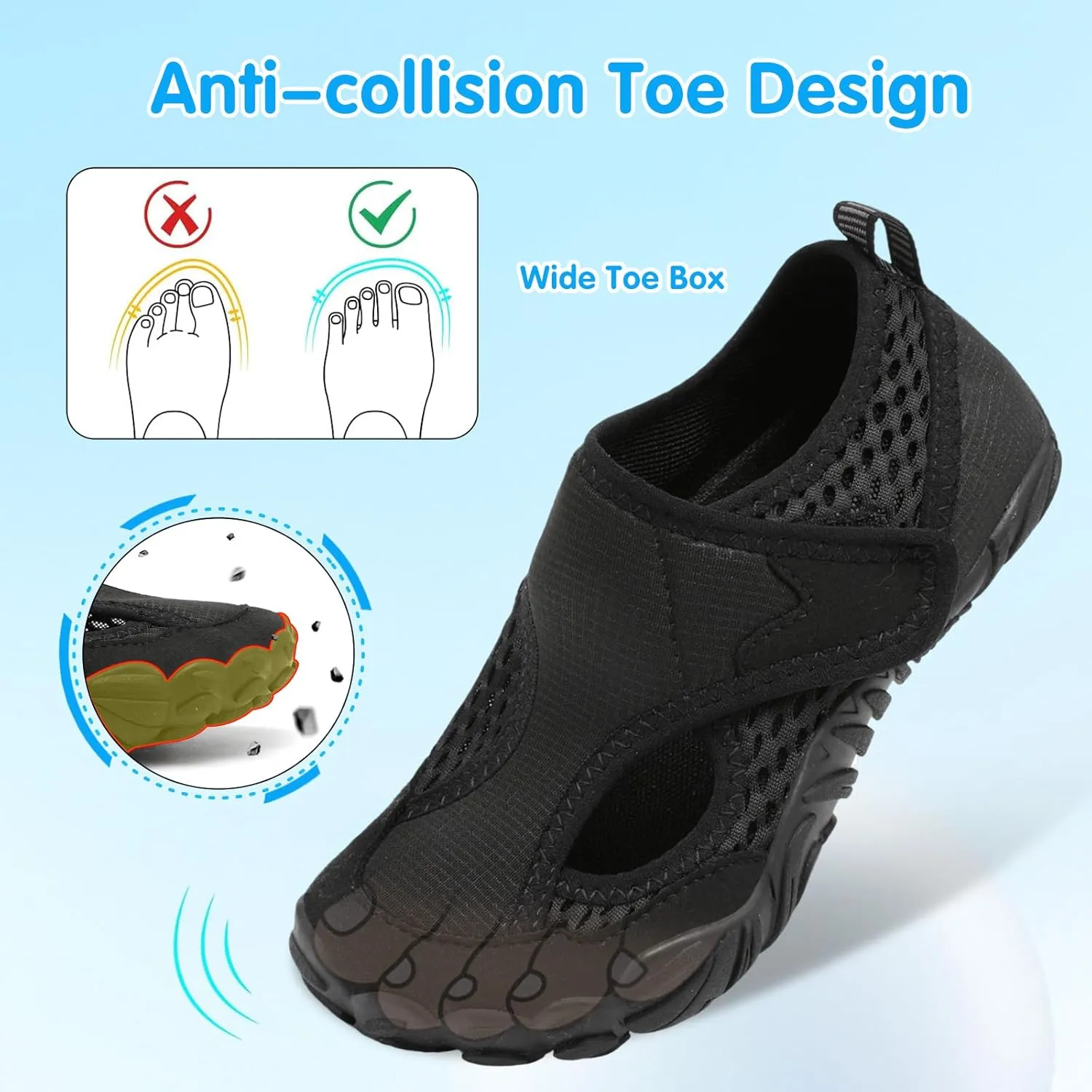 XIHALOOK Water Shoes for Kids Boys Girls Wide Toe Barefoot Quick Dry for Beach Swim Pool Surf Aqua Sports