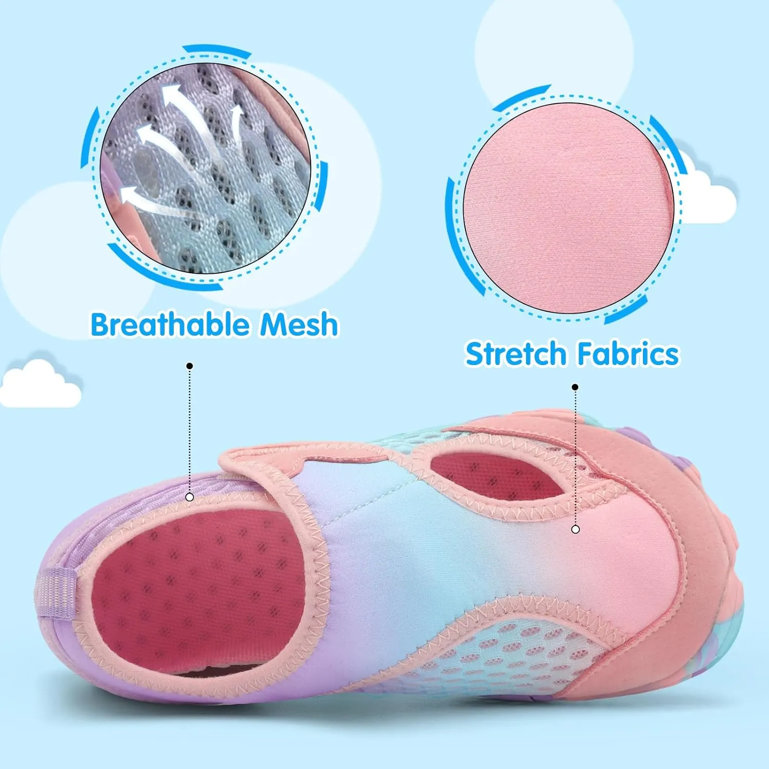 XIHALOOK Water Shoes for Kids Boys Girls Wide Toe Barefoot Quick Dry for Beach Swim Pool Surf Aqua Sports