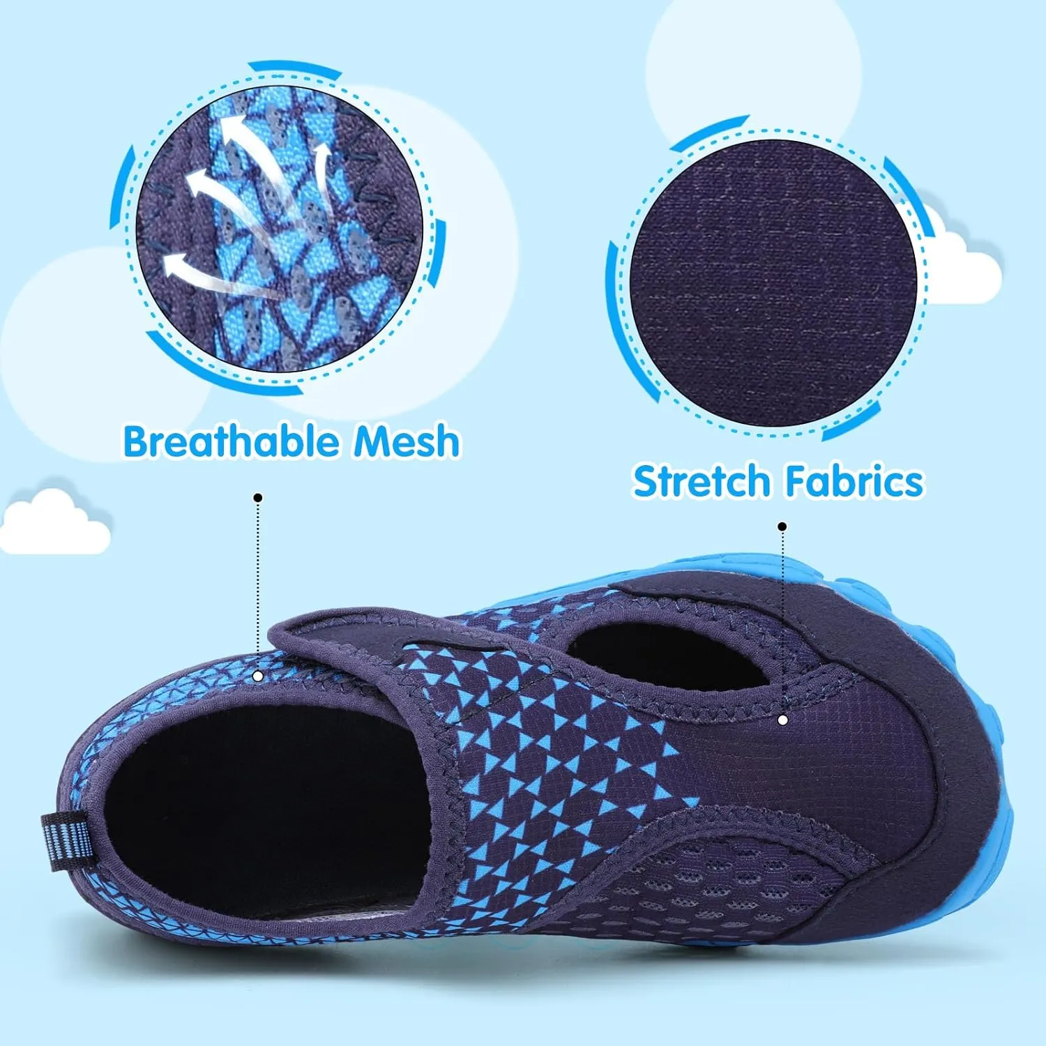 XIHALOOK Water Shoes for Kids Boys Girls Wide Toe Barefoot Quick Dry for Beach Swim Pool Surf Aqua Sports