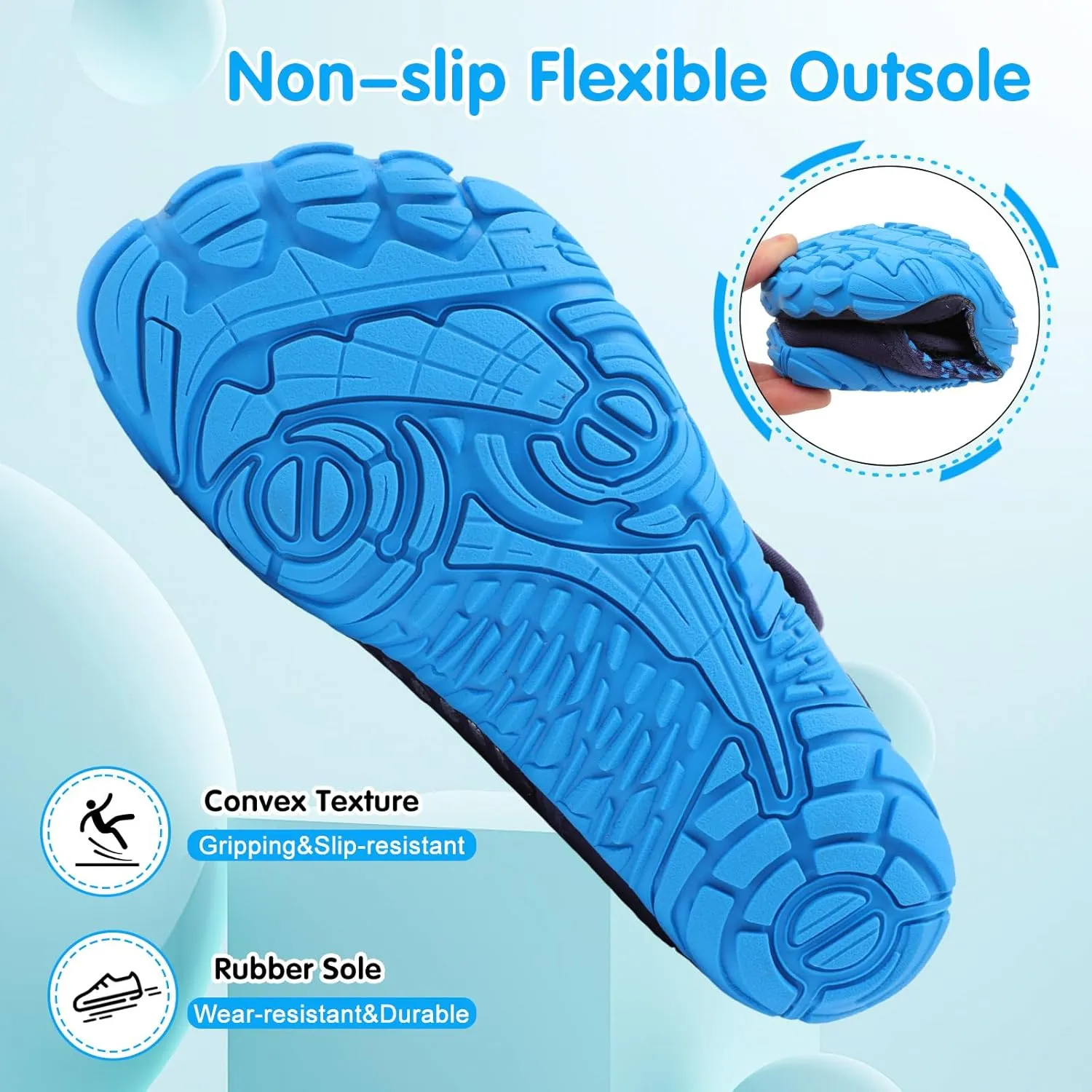 XIHALOOK Water Shoes for Kids Boys Girls Wide Toe Barefoot Quick Dry for Beach Swim Pool Surf Aqua Sports