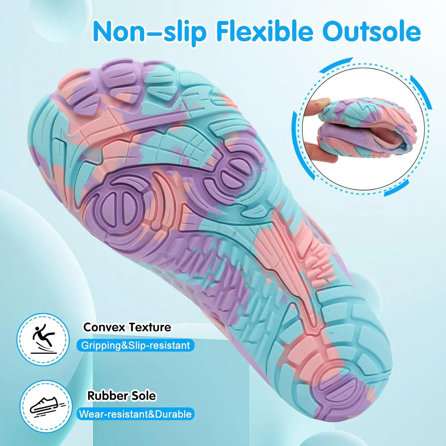 XIHALOOK Water Shoes for Kids Boys Girls Wide Toe Barefoot Quick Dry for Beach Swim Pool Surf Aqua Sports