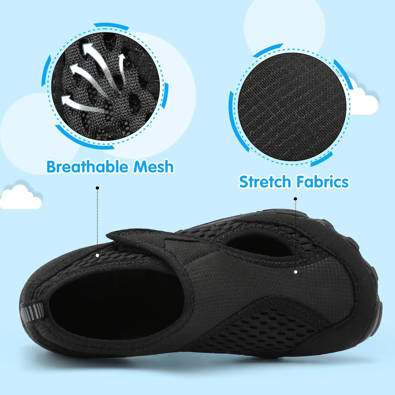 XIHALOOK Water Shoes for Kids Boys Girls Wide Toe Barefoot Quick Dry for Beach Swim Pool Surf Aqua Sports