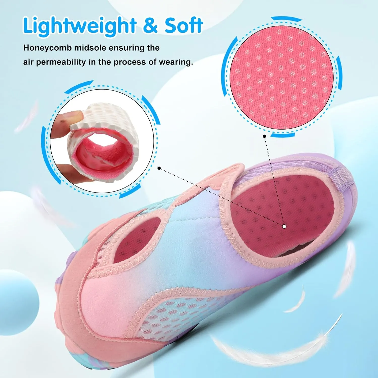 XIHALOOK Water Shoes for Kids Boys Girls Wide Toe Barefoot Quick Dry for Beach Swim Pool Surf Aqua Sports