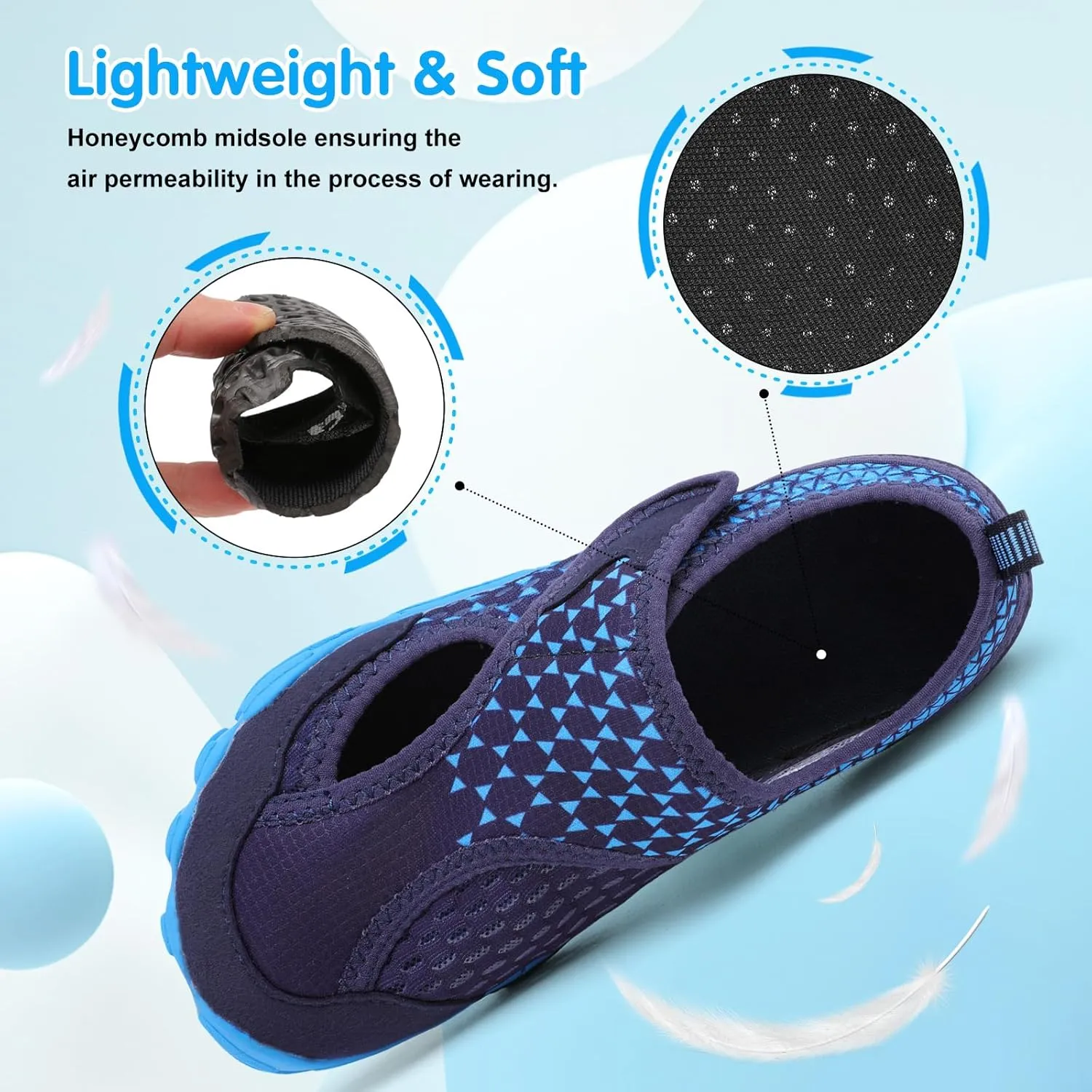 XIHALOOK Water Shoes for Kids Boys Girls Wide Toe Barefoot Quick Dry for Beach Swim Pool Surf Aqua Sports