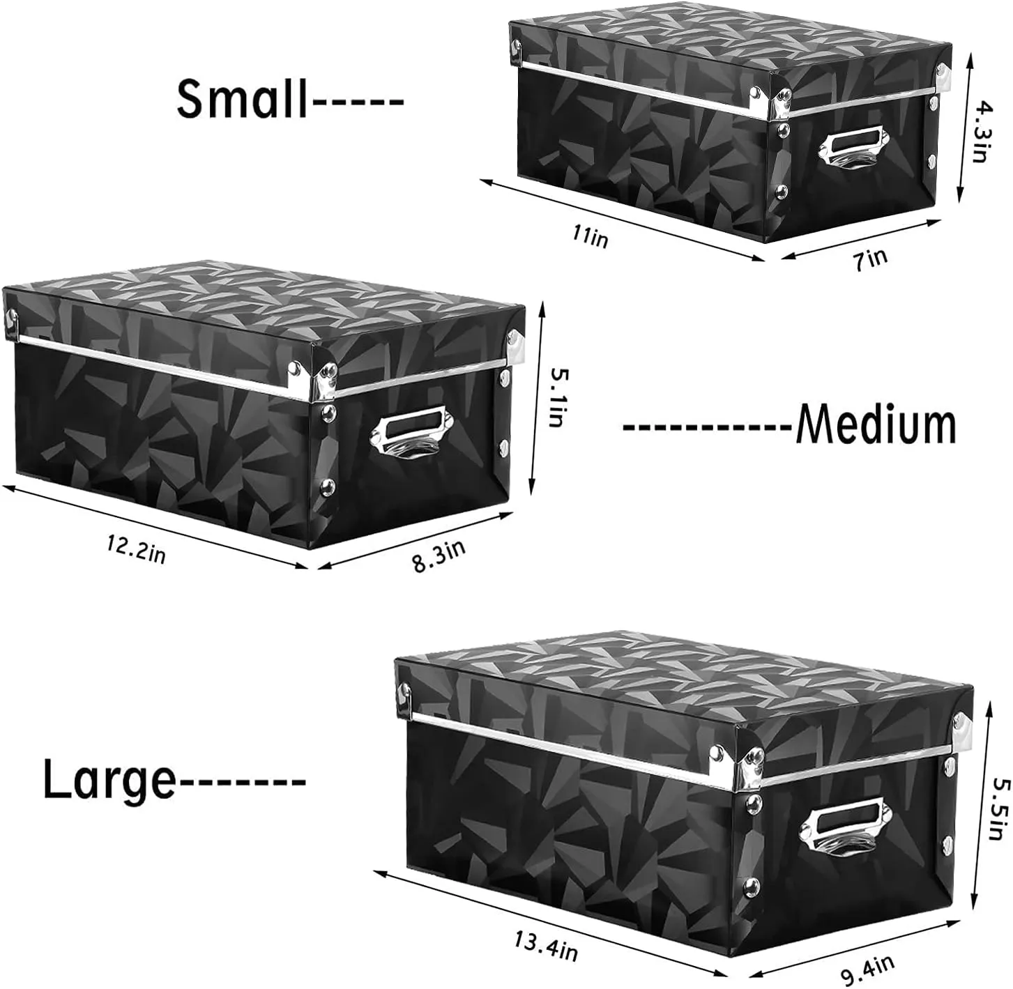 XUCHUN Foldable Storage Boxes with Lids 3 Pack Plastic Collapsible Storage Bins with Handles for Clothes, Cosmetic,Books
