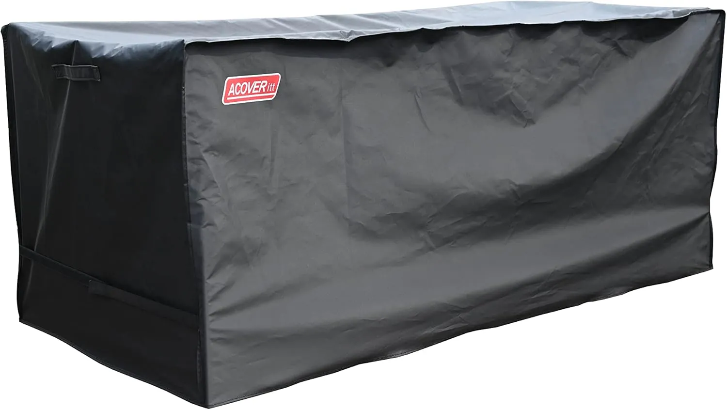 XXL Storage Box cover with Straps and Handles, Waterproof Heavy Duty Outdoor Furniture Winter Cover for Keter, Suncast Container (Deck Box Cover, 63"(L) 30"(D) 28.3"(H)) Black