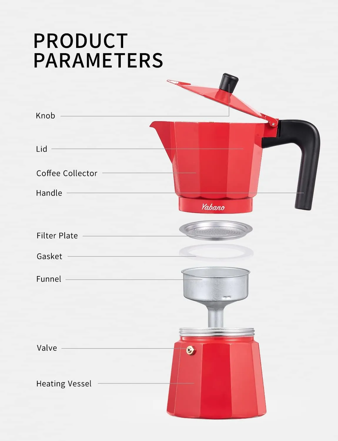 Yabano Stovetop Espresso Maker, 9 Cups Moka Coffee Pot Italian Espresso for Gas or Electric Ceramic Stovetop, Italian Coffee maker for Cappuccino or Latte