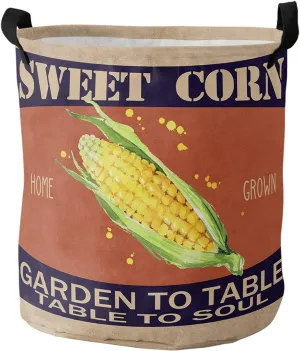 Yellow Corn Oxford Cloth Laundry Hampers, Sweet Vegetable Rustic Farm Vintage Pictorial Laundry Basket for Bedroom, Laundry and Bathroom, 16.5"W x 17"L