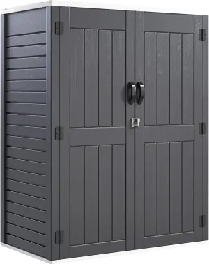 YITAHOME 59 Cuft Outdoor Tall Storage Shed, Waterproof Vertical Resin Shed for Garden, Garage, Patio, Lockable Tool Storage, No Shelves Included, Dark Gray