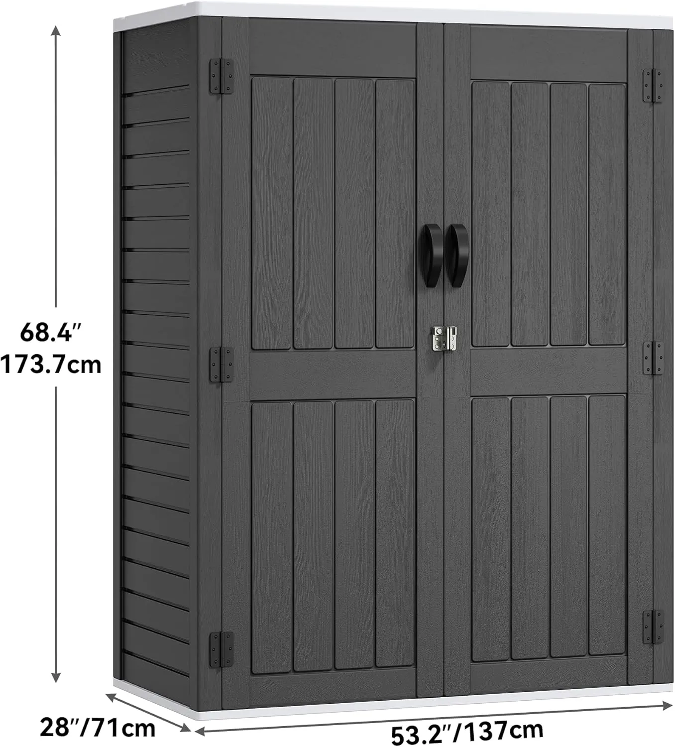 YITAHOME 59 Cuft Outdoor Tall Storage Shed, Waterproof Vertical Resin Shed for Garden, Garage, Patio, Lockable Tool Storage, No Shelves Included, Dark Gray