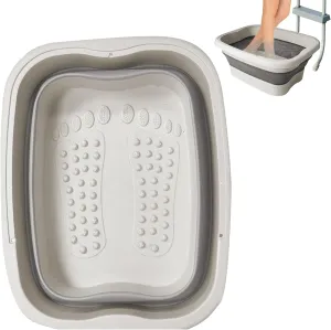 YOXIER Large Capacity Foot Bath Tub Foldable Plastic Footbath Tub for Camping Home Use Portable Swimming Pool Foot Bath Basin for Relaxing Soak Easy Storage Grey